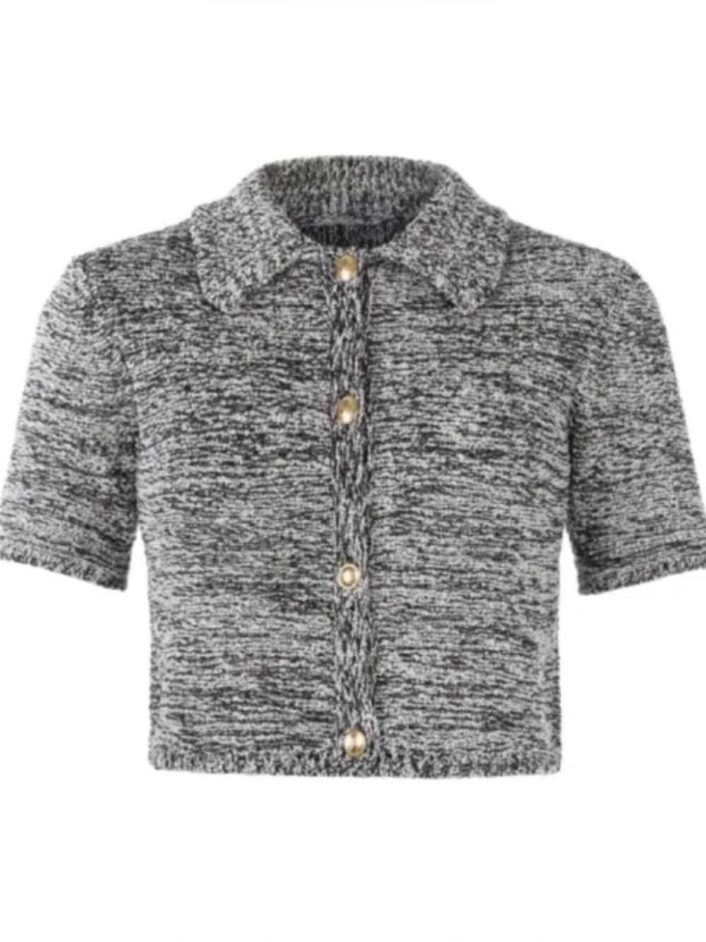 ASTA RESORT REVOLVE NEW MORGAN POLO CARDIGAN IN BLACK MELANGE - SIZE S